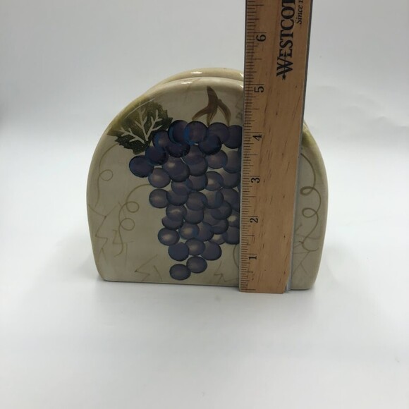 Tabletops Unlimited Cabernet Handpainted Collection Ceramic Napkin Holder Grapes - Picture 10 of 11